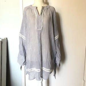 Caslon Striped Long Sleeve Tunic Blouse L